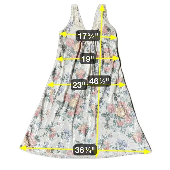 Vintage Nightgown Robe Set 1980s Dreamtime USA Floral Lace Trim Pastel Med? READ - Picture 10 of 10